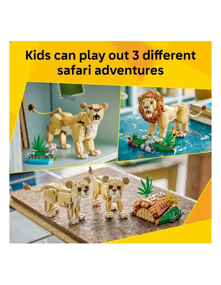 3 in 1 Wild Animals Creator Majestic Lion Building Set 31386 image 3