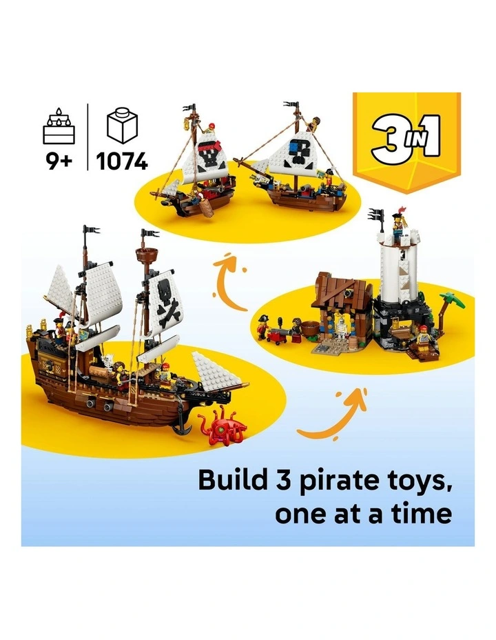 3 in 1 Iconic Creator Pirate Ship Building Toy 31387 image 2