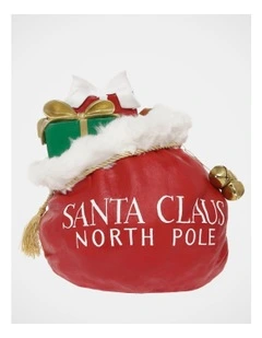 Heirloom Christmas Polyresin Gift Bag Shape Door Stopper in Red