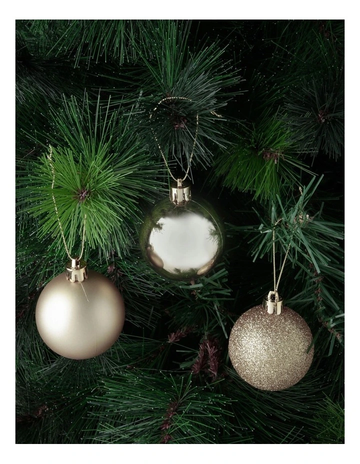 Luxe Christmas 10 Pieces  Champagne Matte, Glitter and Shiny 6cm image 1