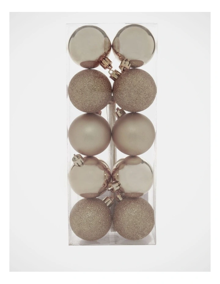 Luxe Christmas 10 Pieces  Champagne Matte, Glitter and Shiny 6cm image 2