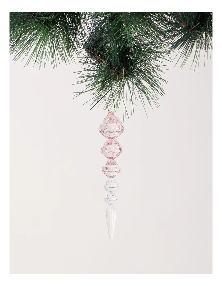 Luxe Christmas Acrylic Icicle Ornament Blush Pink image 1