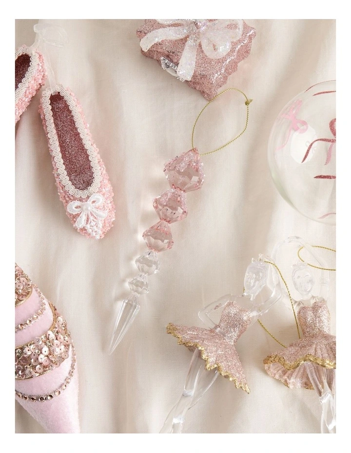 Luxe Christmas Acrylic Icicle Ornament Blush Pink image 3
