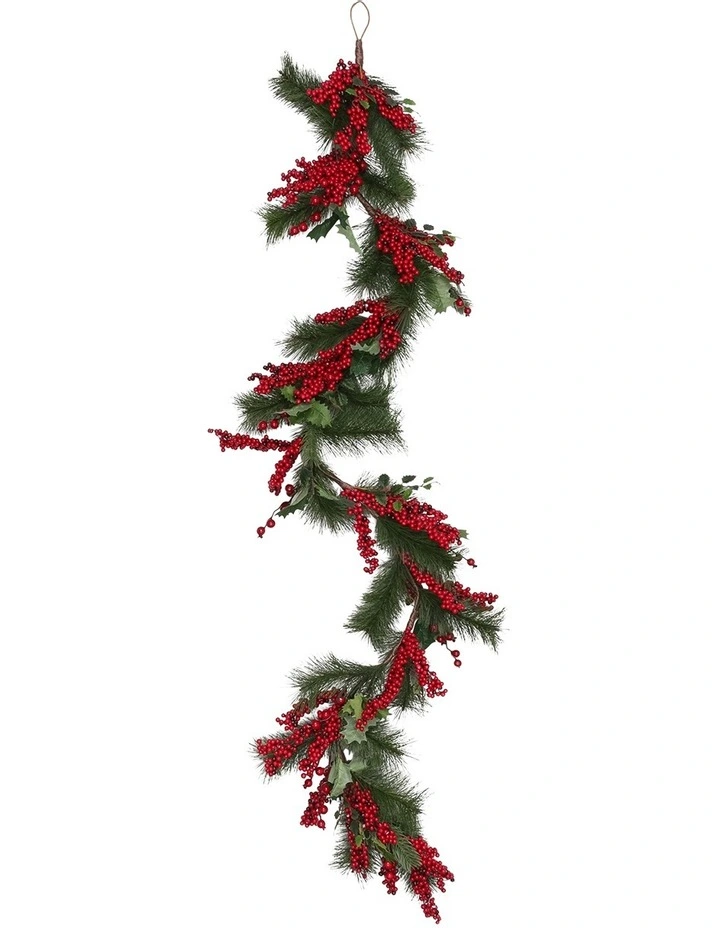 Heirloom Christmas 168cm Traditional Red Berries Garland Multi image 2