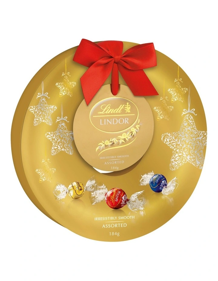 Lindt Lindor Small Wreath Tin 184g image 1
