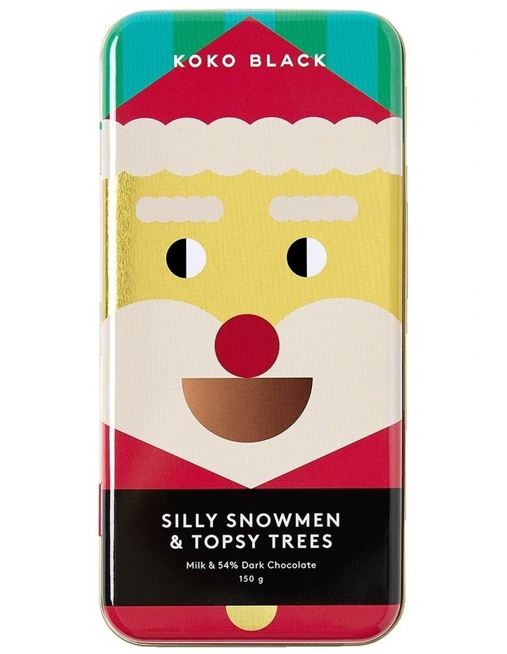 Pencil Tin Milk & Dark Chocolate Snowman & Trees 165g image 1