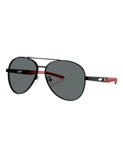 Scuderia Ferrari  Metal Polarised Sunglasses in Black