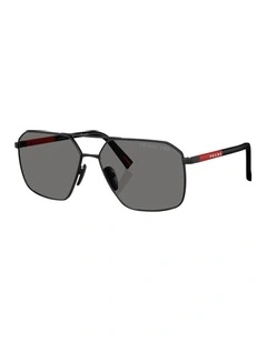 Prada Linea Rossa  Metal Polarised Sunglasses in Black