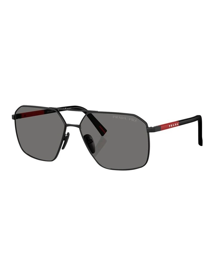 Metal Polarised Sunglasses in Black image 1