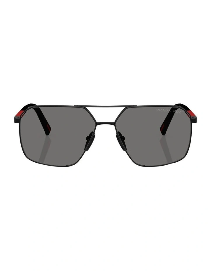 Metal Polarised Sunglasses in Black image 2