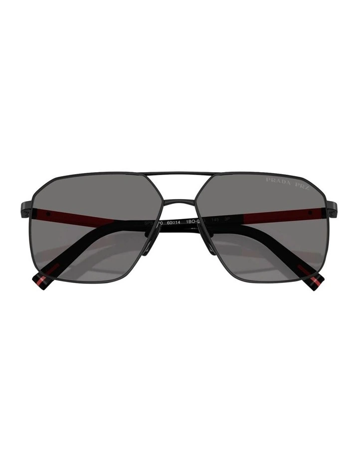 Metal Polarised Sunglasses in Black image 4