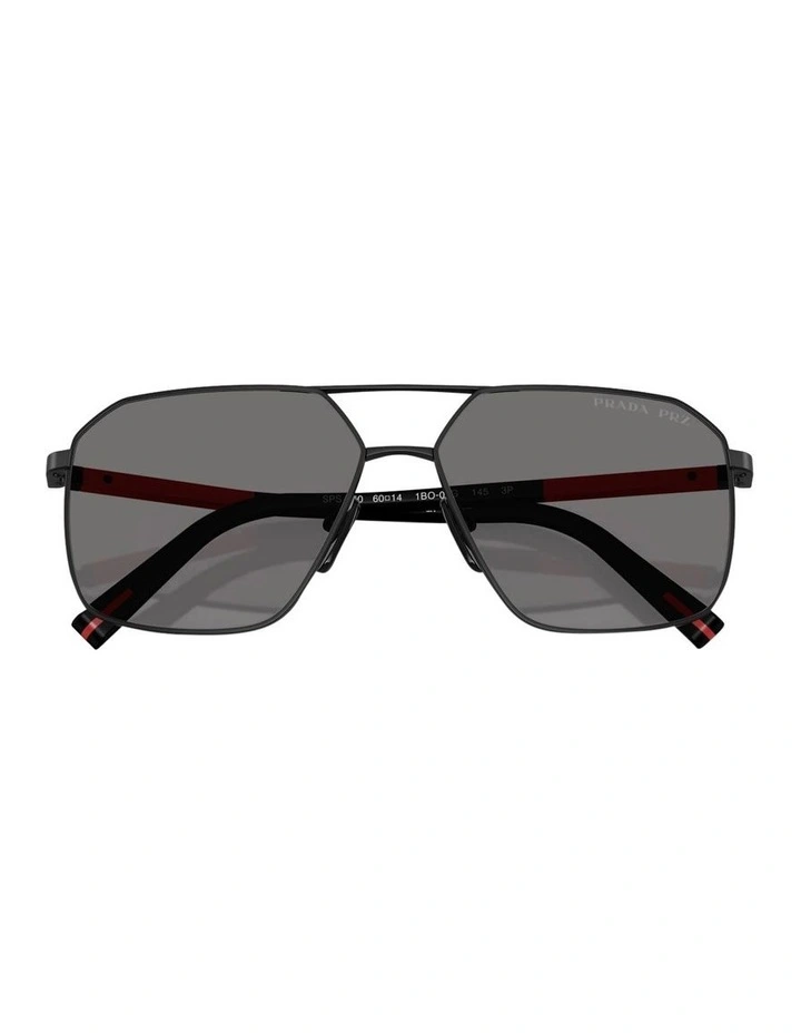 Metal Polarised Sunglasses in Black image 5