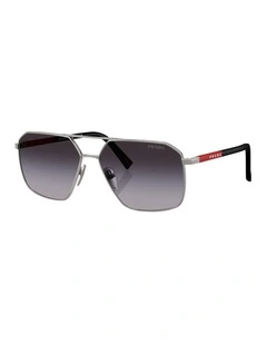 Prada Linea Rossa  Metal Sunglasses in Silver