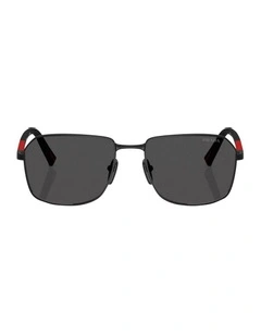 Prada Linea Rossa  Metal Sunglasses in Black