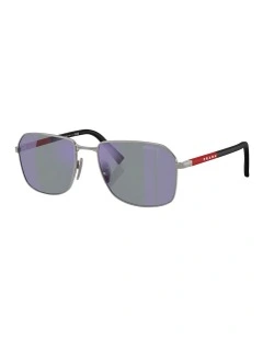 Prada Linea Rossa  Metal Sunglasses in Silver