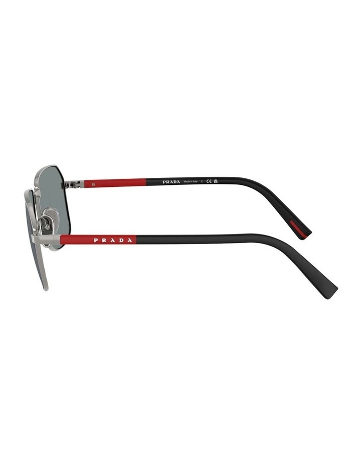 Prada Linea Rossa  Metal Sunglasses in Silver image 3