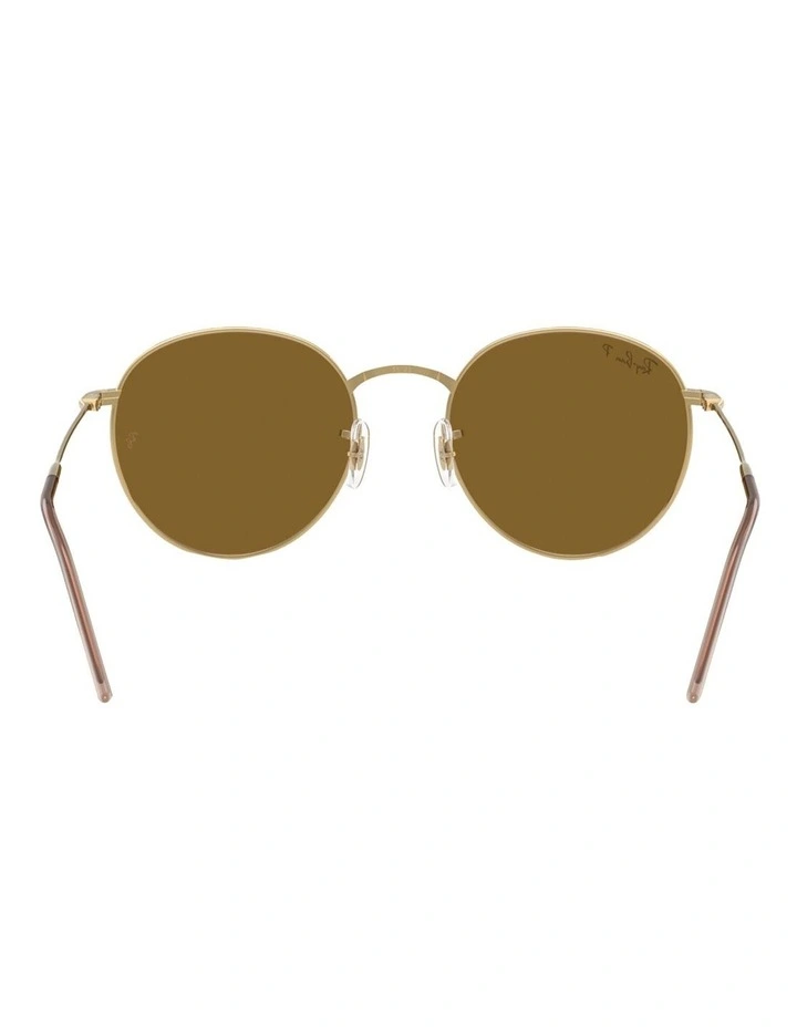 Ray-Ban Round Reverse Metal Polarised Sunglasses in Gold image 4