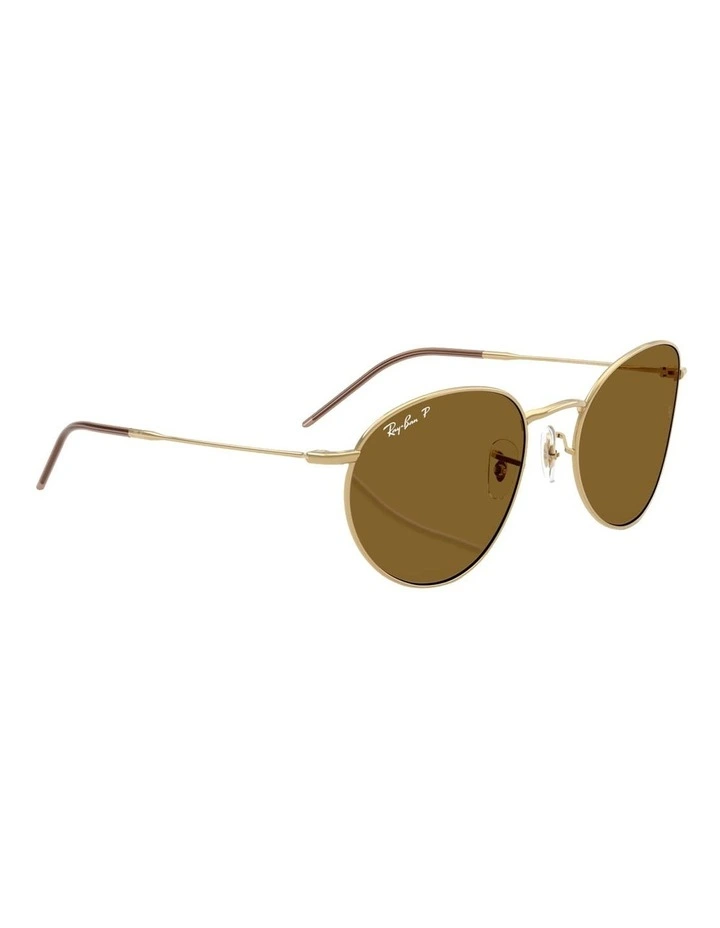 Ray-Ban Round Reverse Metal Polarised Sunglasses in Gold image 6