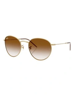 Ray-Ban Round Reverse Metal Sunglasses in Gold