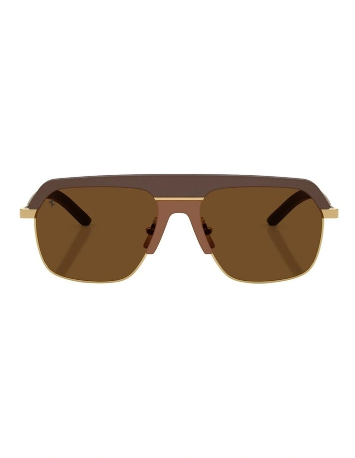Metal Polarised Sunglasses in Brown image 2