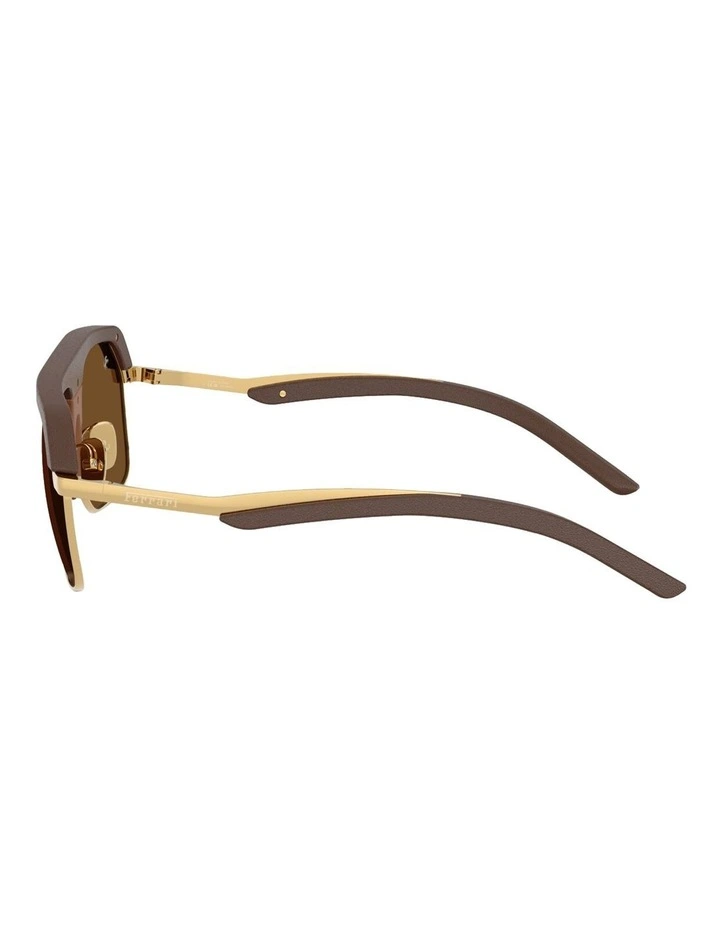Metal Polarised Sunglasses in Brown image 3