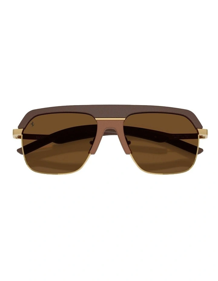 Metal Polarised Sunglasses in Brown image 4