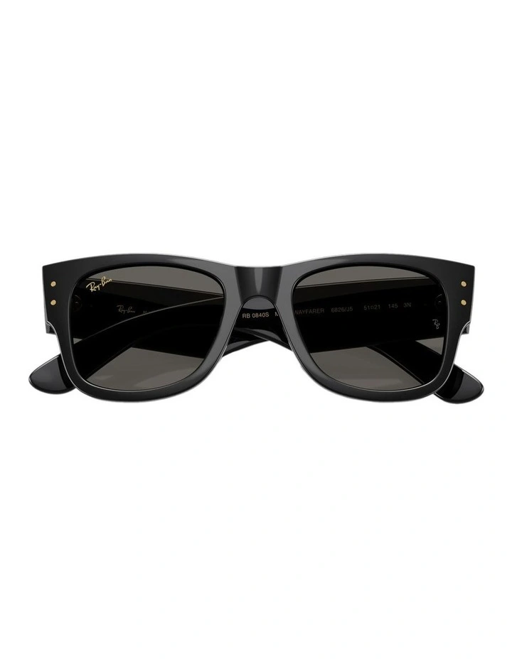 Mega Wayfarer Blacked Out Collection Propionate Sunglasses in Black image 2