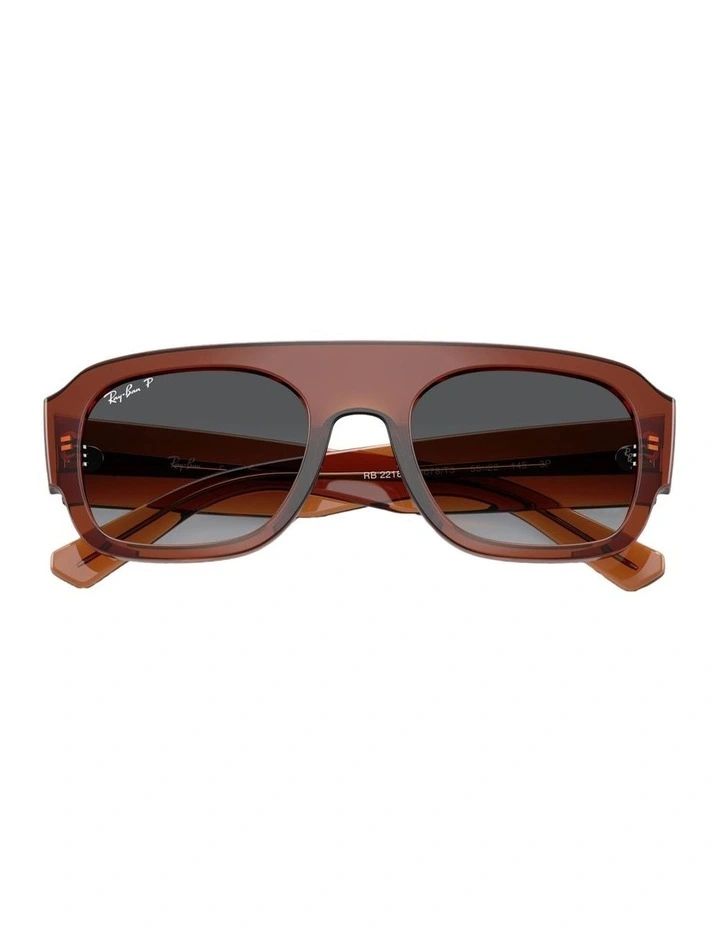 Molded Acetate Polarised Sunglasses in Brown image 4