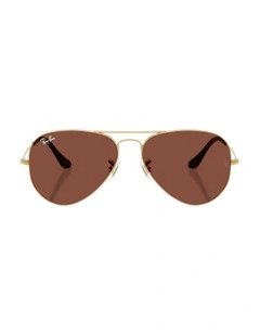 Aviator Large Metal Metal Sunglasses in Gold