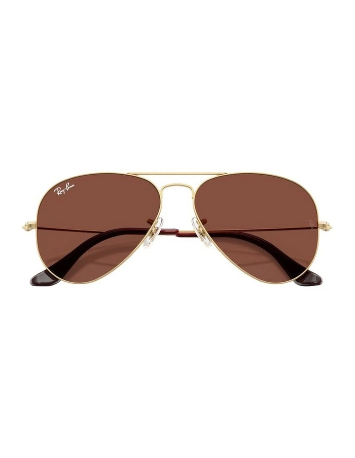 Aviator Large Metal Metal Sunglasses in Gold image 3
