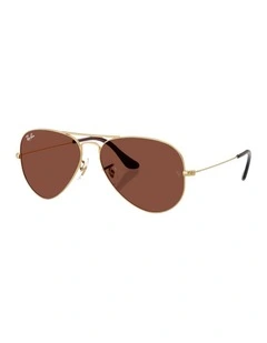 Aviator Large Metal Sunglasses in Gold