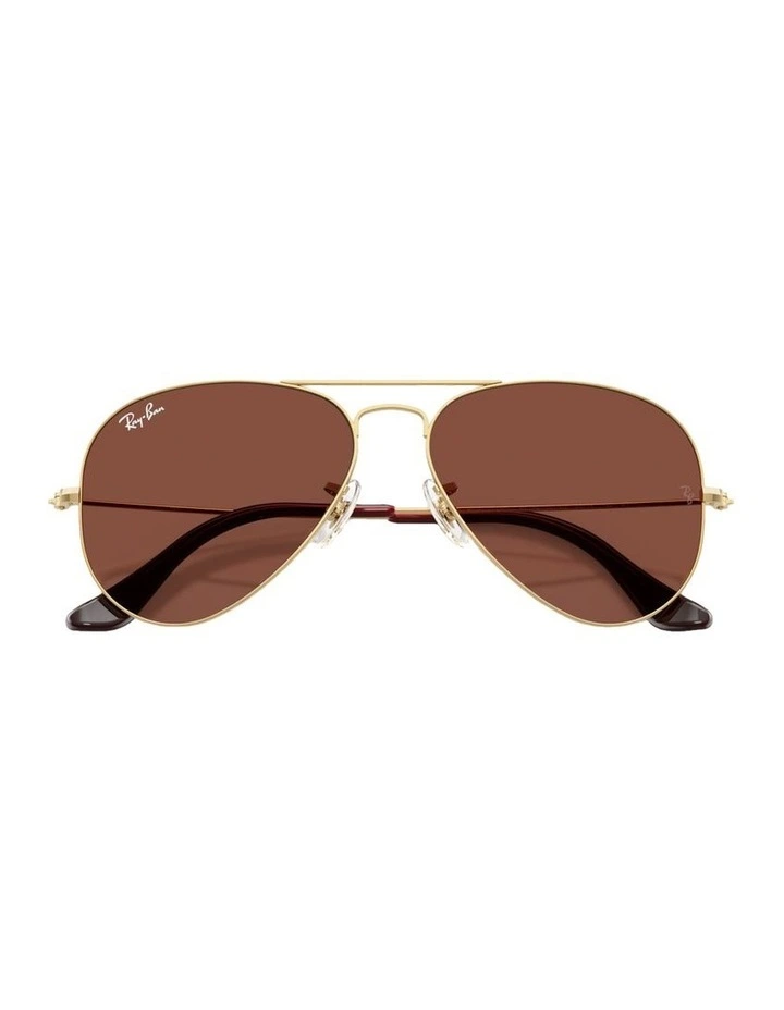 Aviator Large Metal Sunglasses in Gold image 4