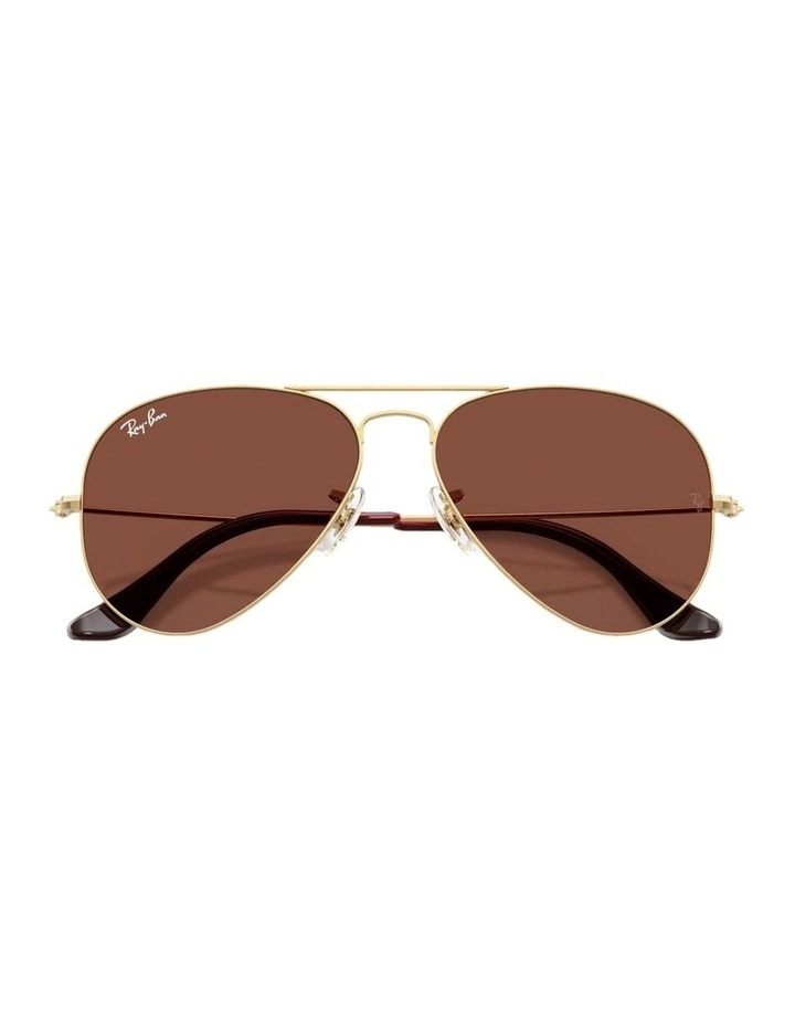 Aviator Large Metal Sunglasses in Gold image 5