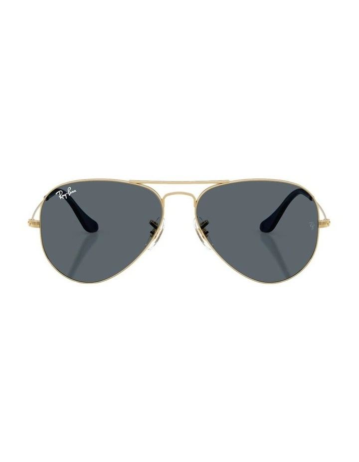Aviator Large Metal Sunglasses in Gold image 2