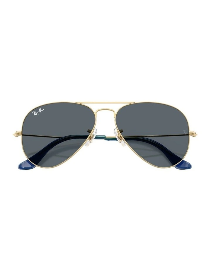 Aviator Large Metal Sunglasses in Gold image 4