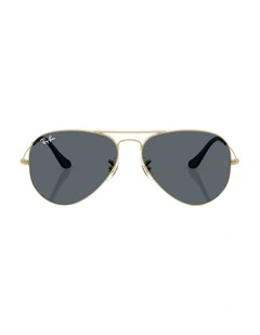 Aviator Large Metal Sunglasses in Gold