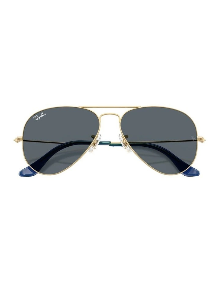 Aviator Large Metal Sunglasses in Gold image 3