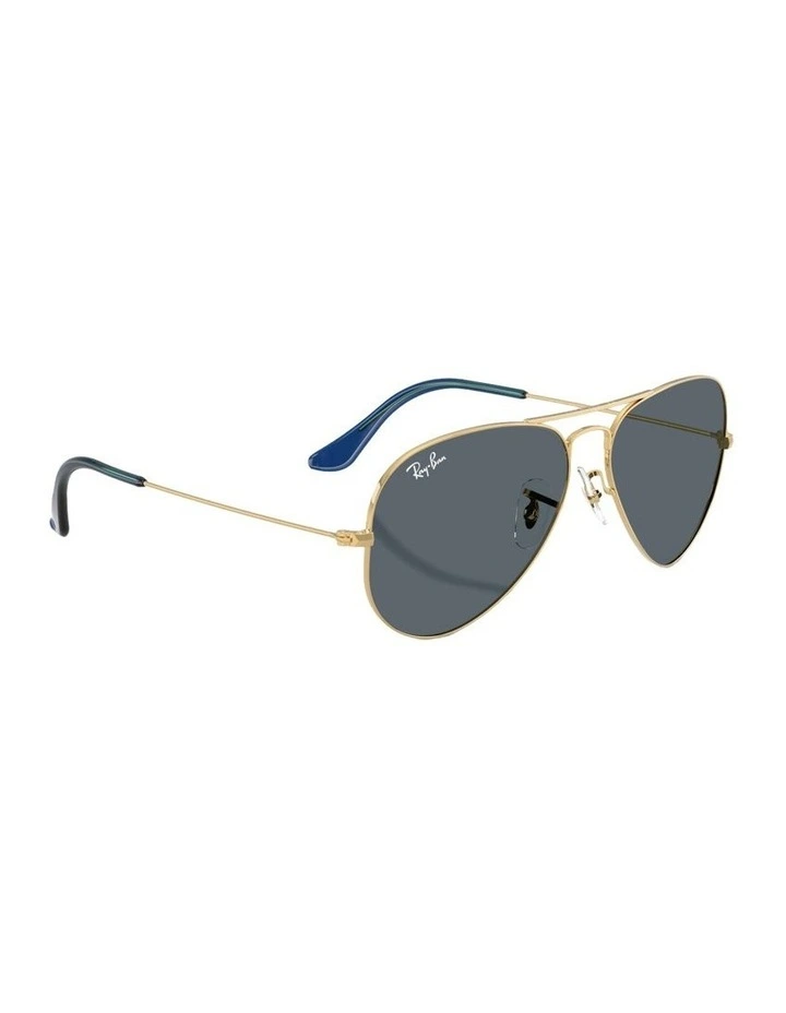 Aviator Large Metal Sunglasses in Gold image 4