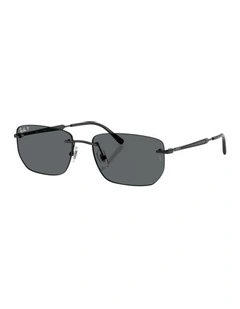 Metal Polarised Sunglasses in Black