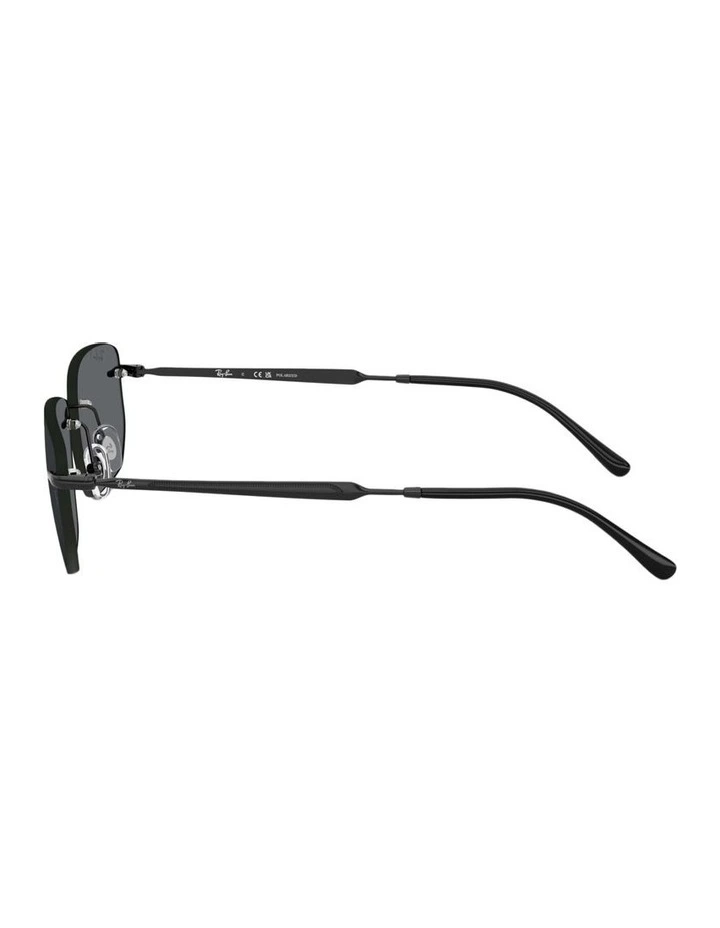 Metal Polarised Sunglasses in Black image 3