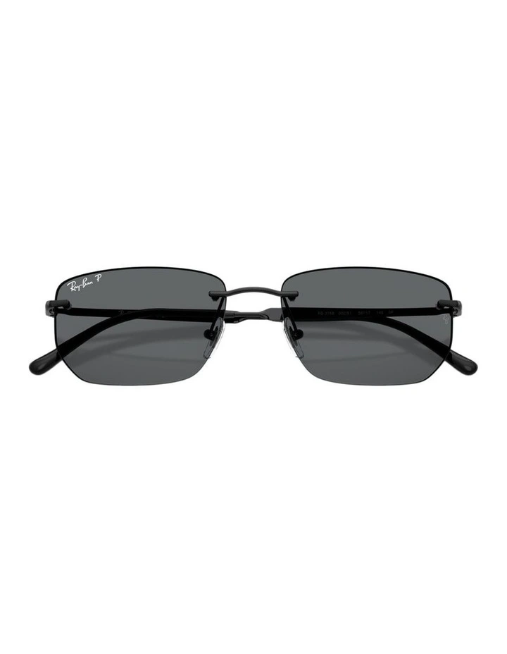 Metal Polarised Sunglasses in Black image 4