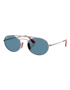 RB3775M Scuderia Ferrari Collection Chromance Metal Polarised Sunglasses in Silver