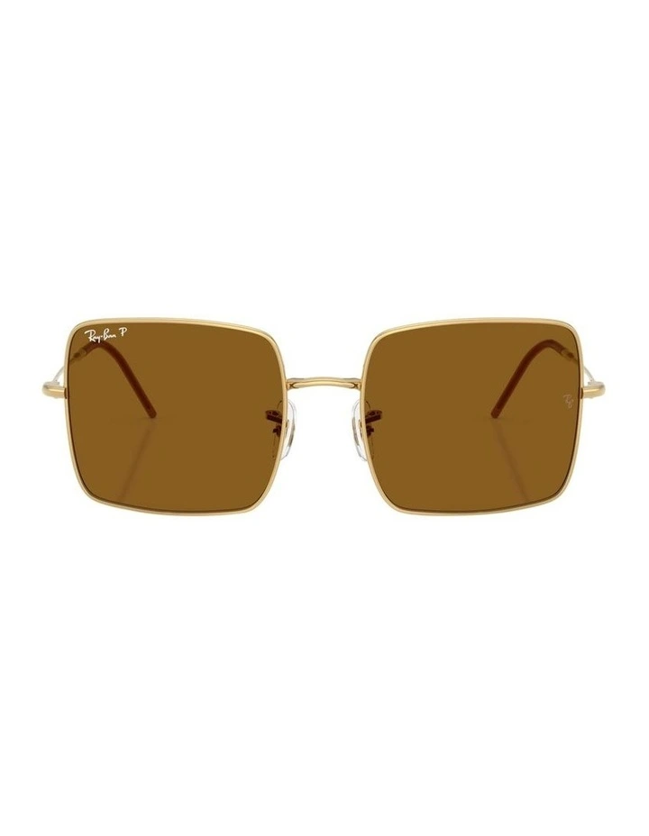 Square 1971 Reverse Metal Polarised Sunglasses in Gold image 2