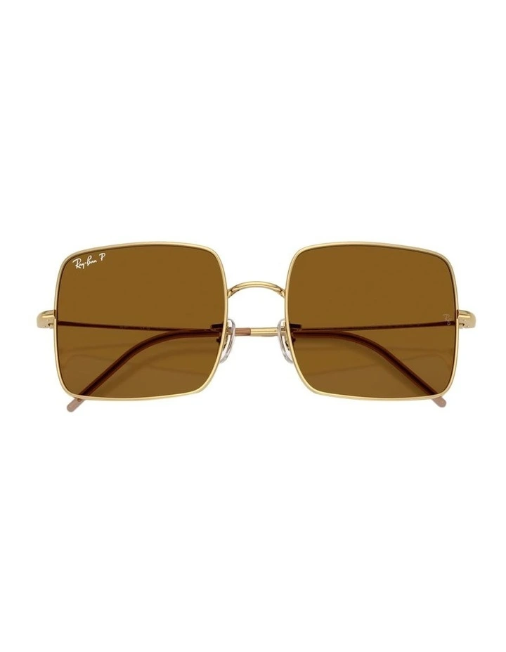 Square 1971 Reverse Metal Polarised Sunglasses in Gold image 4
