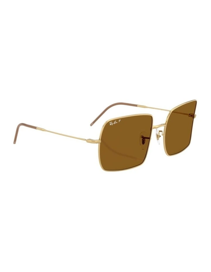 Square 1971 Reverse Metal Polarised Sunglasses in Gold image 5