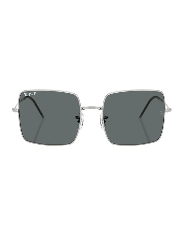 Square 1971 Reverse Metal Polarised Sunglasses in Silver image 2
