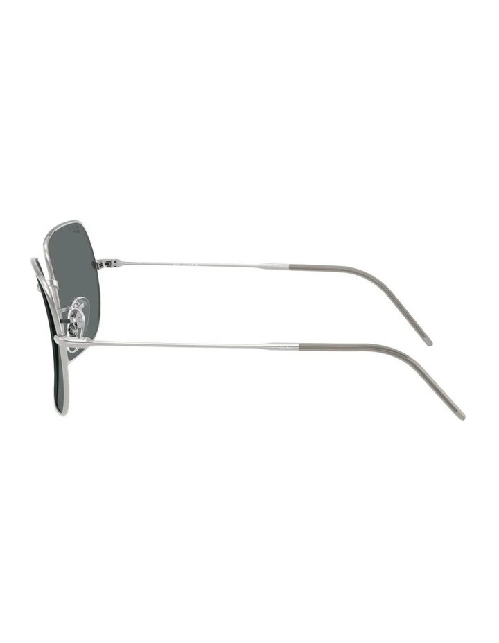Square 1971 Reverse Metal Polarised Sunglasses in Silver image 3