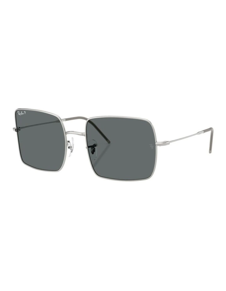 Square 1971 Reverse Metal Polarised Sunglasses in Silver image 1