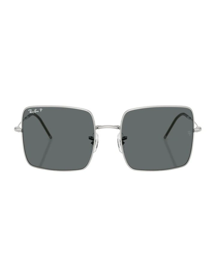 Square 1971 Reverse Metal Polarised Sunglasses in Silver image 2
