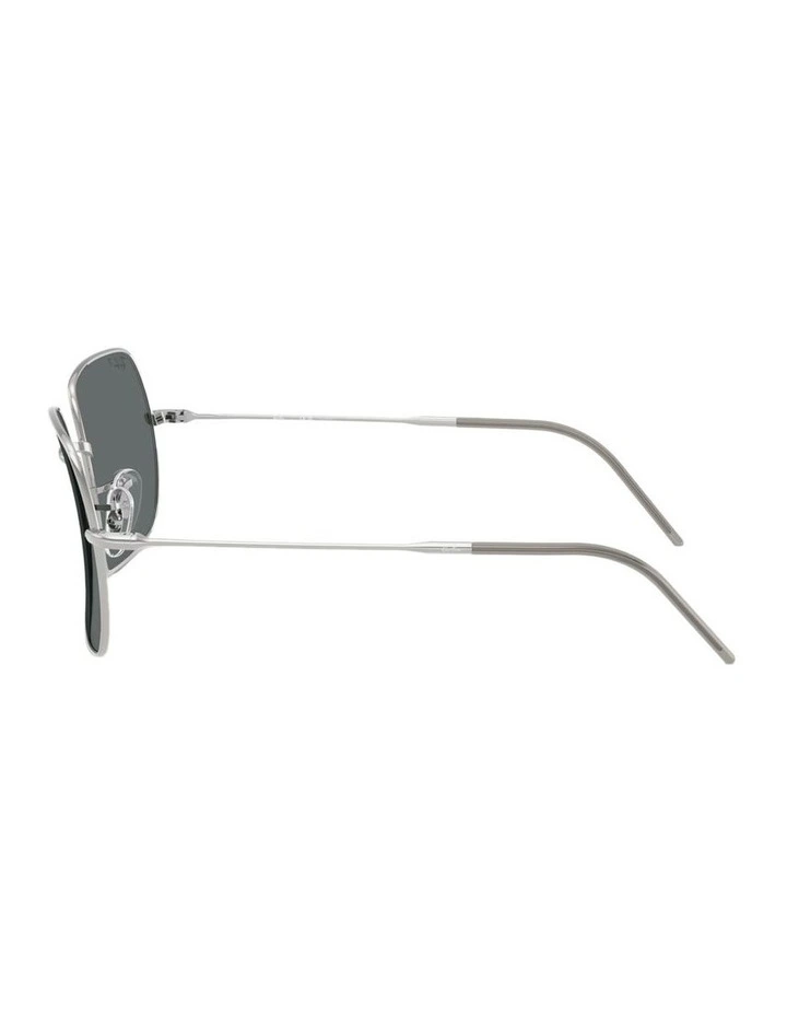 Square 1971 Reverse Metal Polarised Sunglasses in Silver image 3